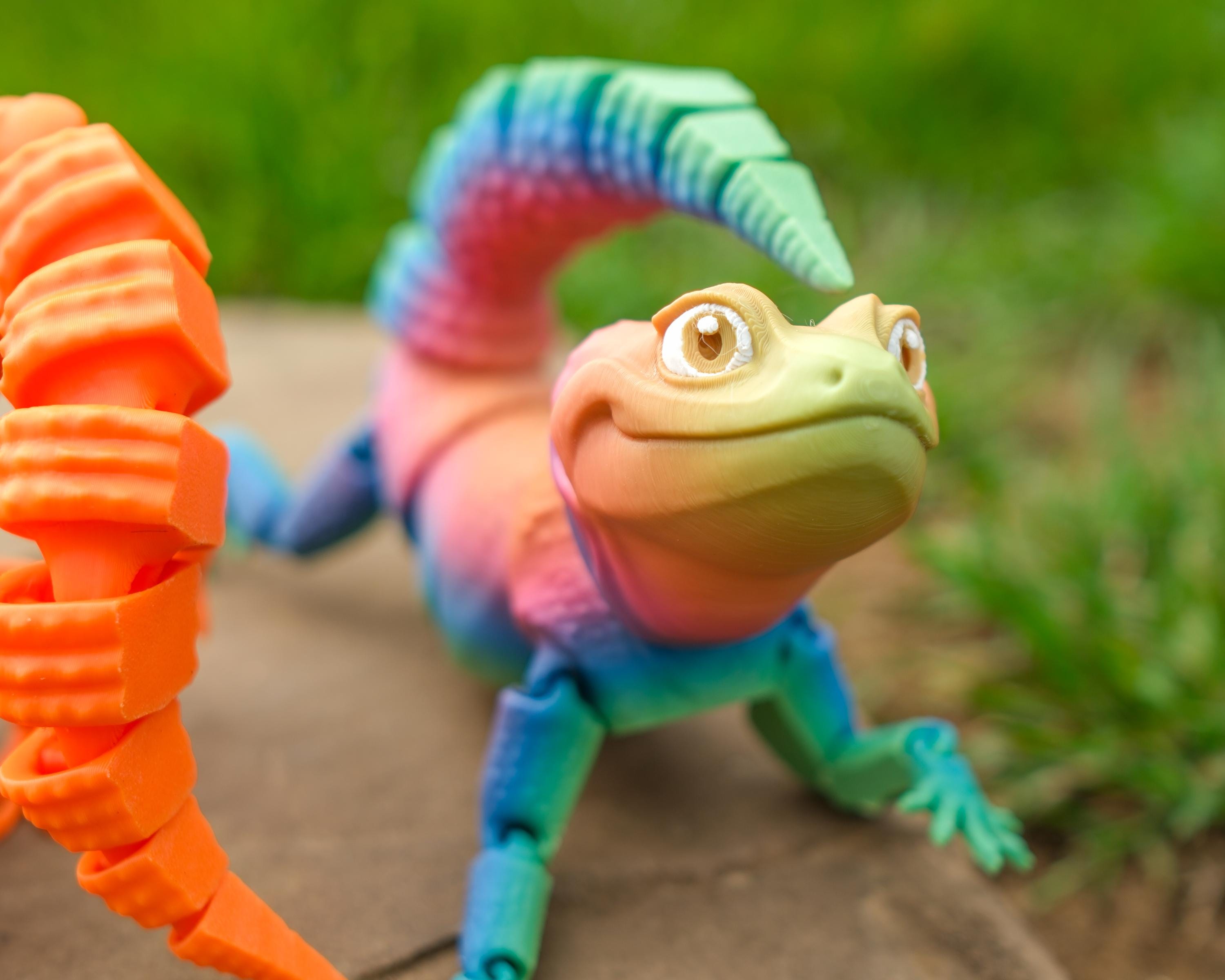 Leopard Gecko Toy Multicolor 3D Printed