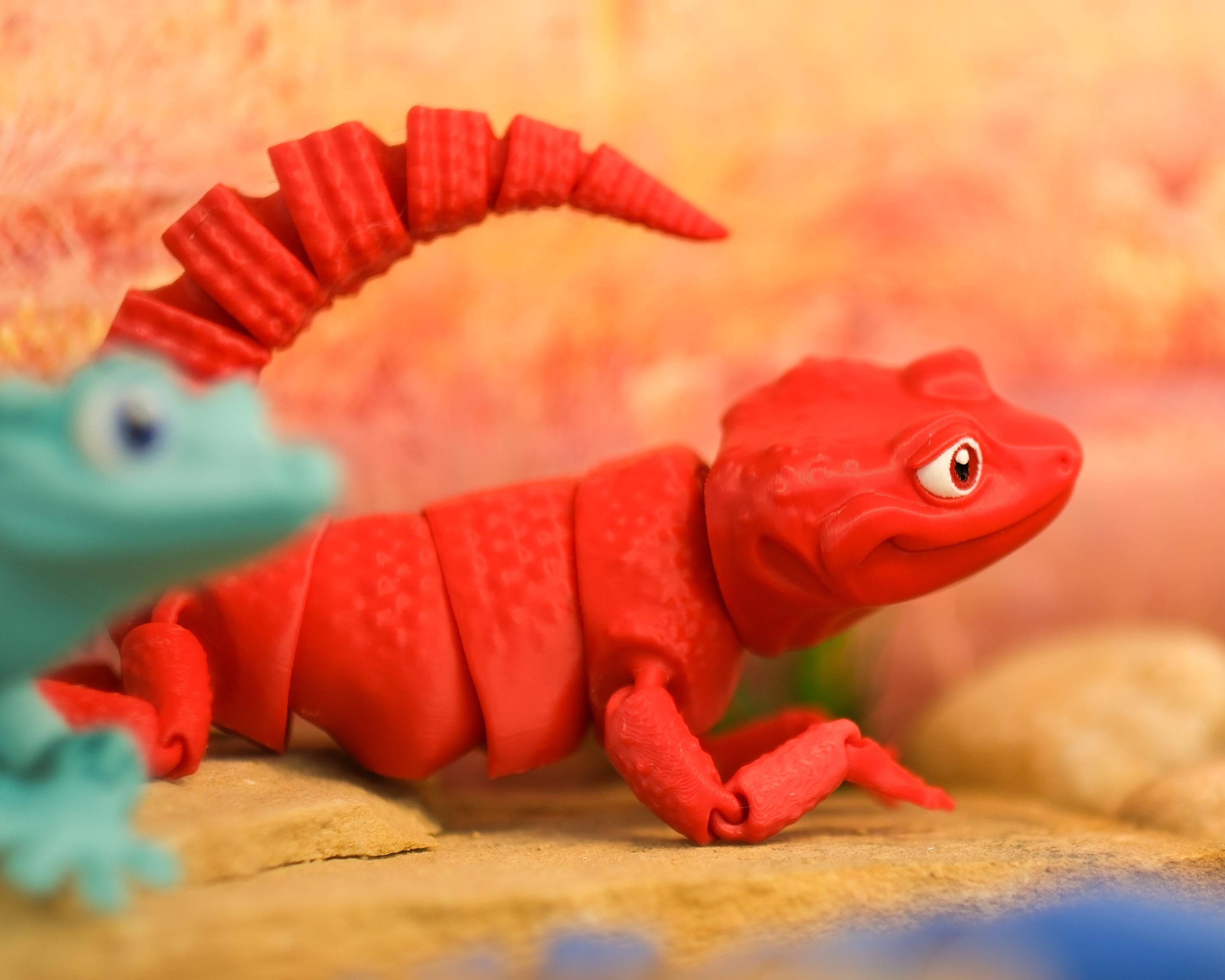 Leopard Gecko Toy Multicolor 3D Printed