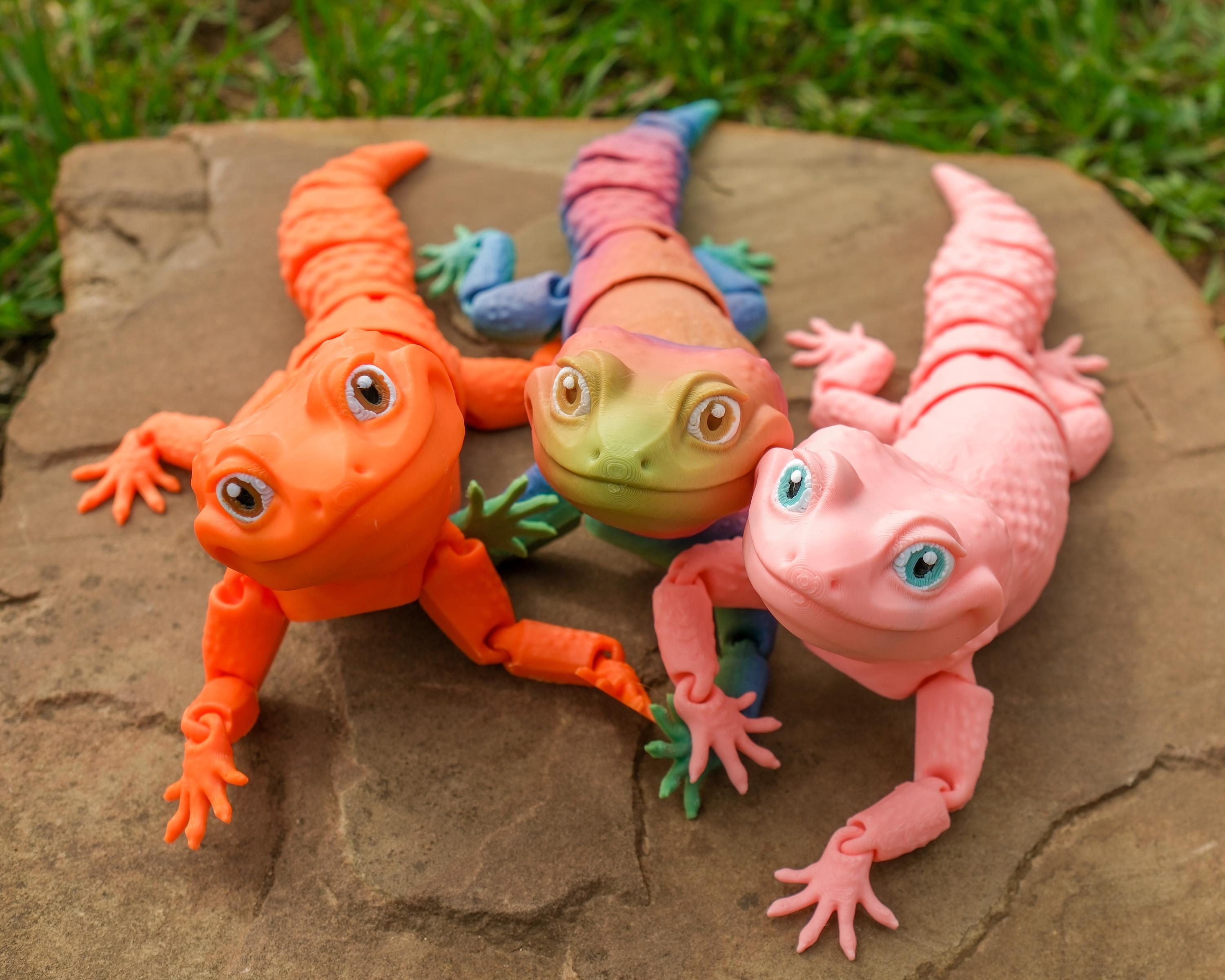 Leopard Gecko Toy Multicolor 3D Printed