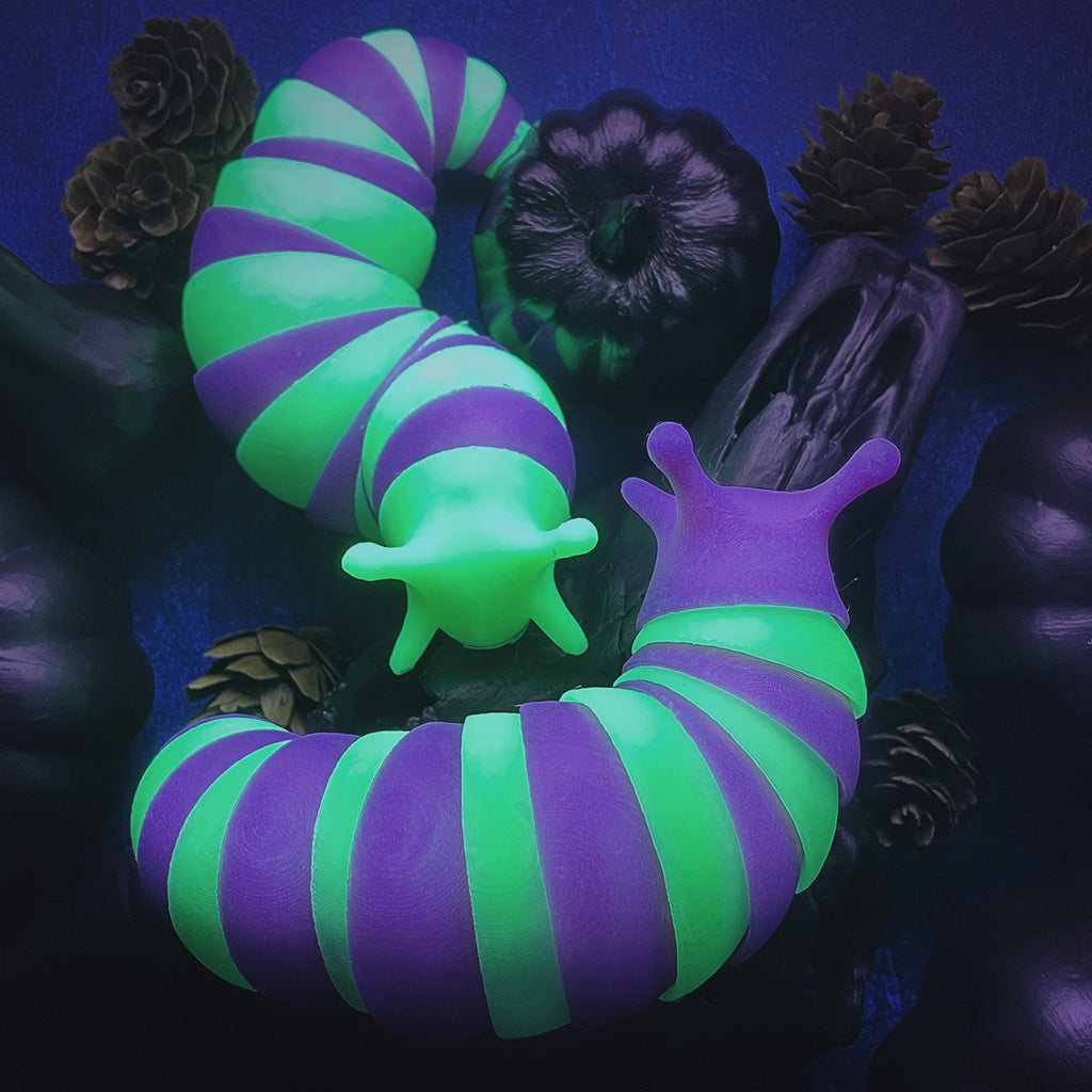 PRE ORDER for October Halloween Candy Corn Fidget Slug Toy – 6 Inch Articulated 3D Printed