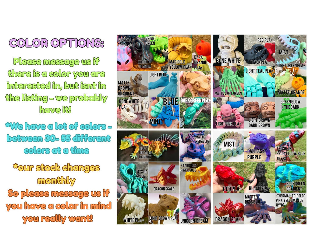 Leopard Gecko Toy Multicolor 3D Printed