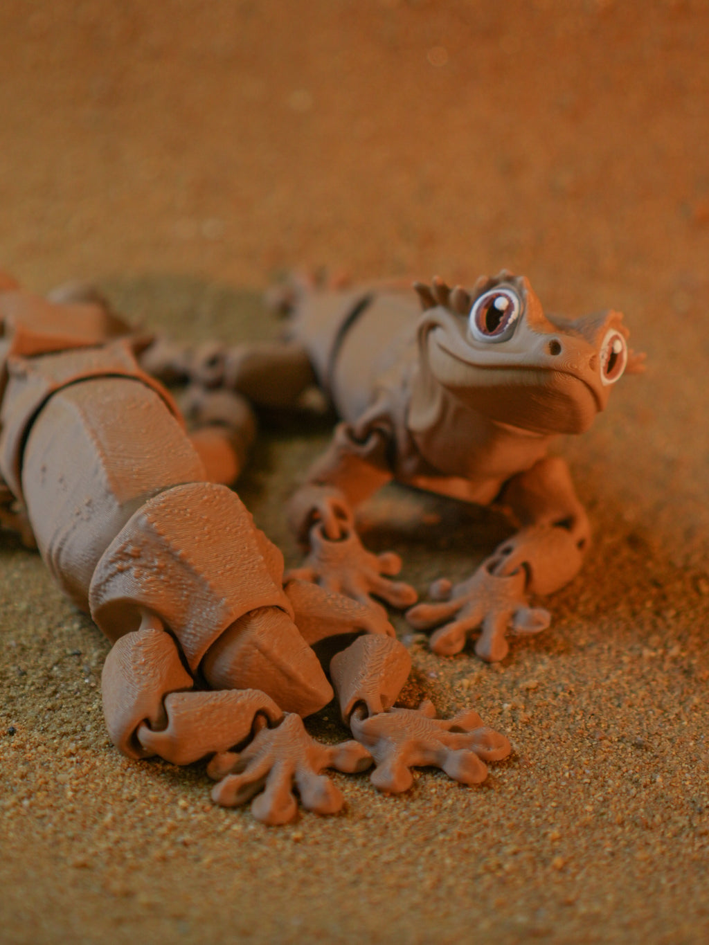 Crested Gecko Articulated 3D Printed Toy- Tan/Light Brown