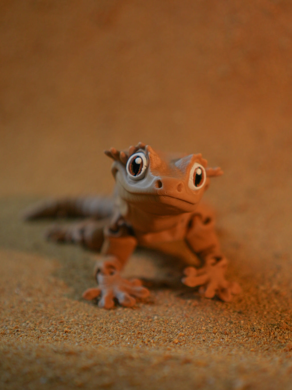 Crested Gecko Articulated 3D Printed Toy- Tan/Light Brown
