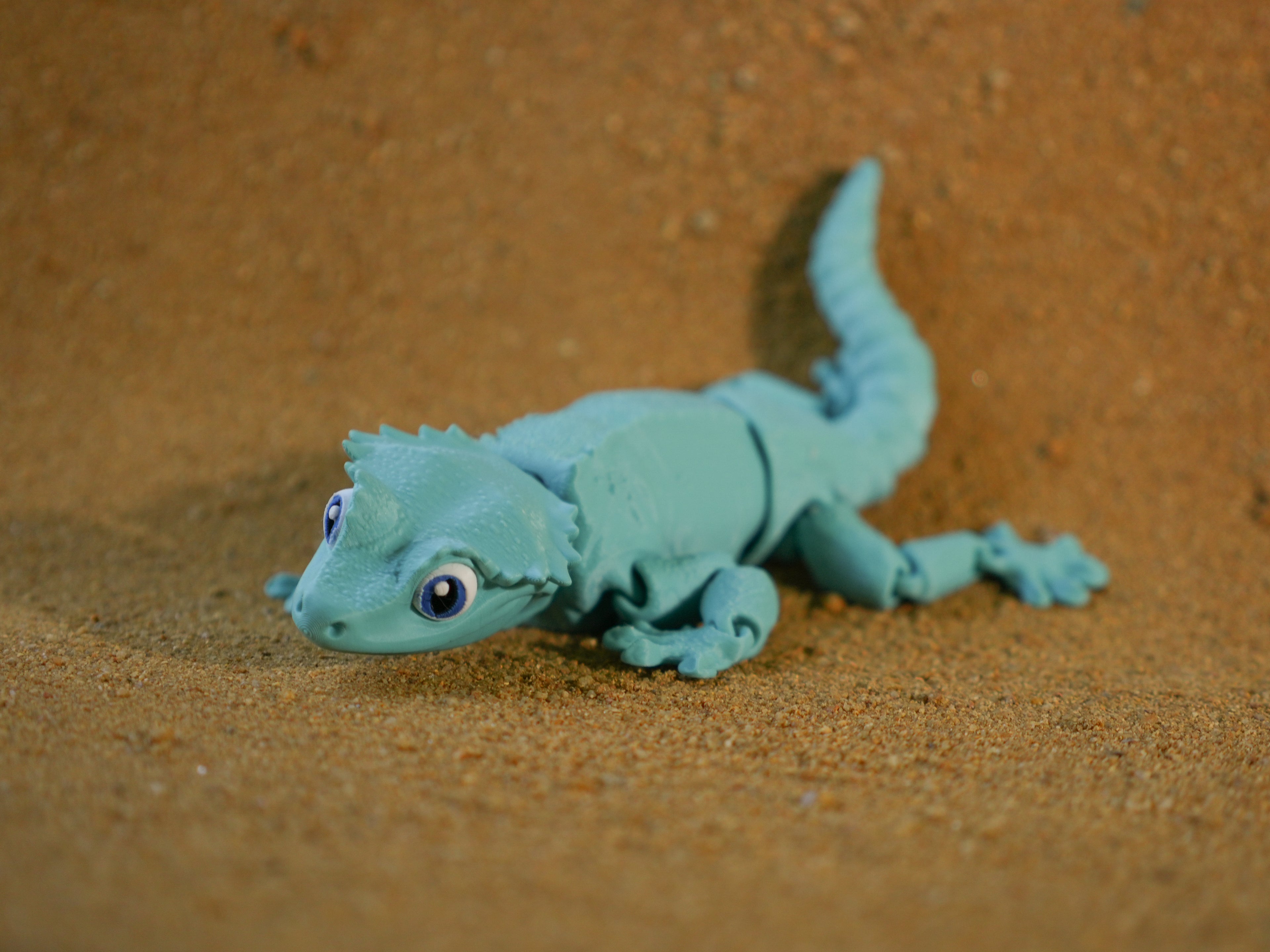 Crested Gecko Articulated 3D Printed Toy - Robins Egg Blue