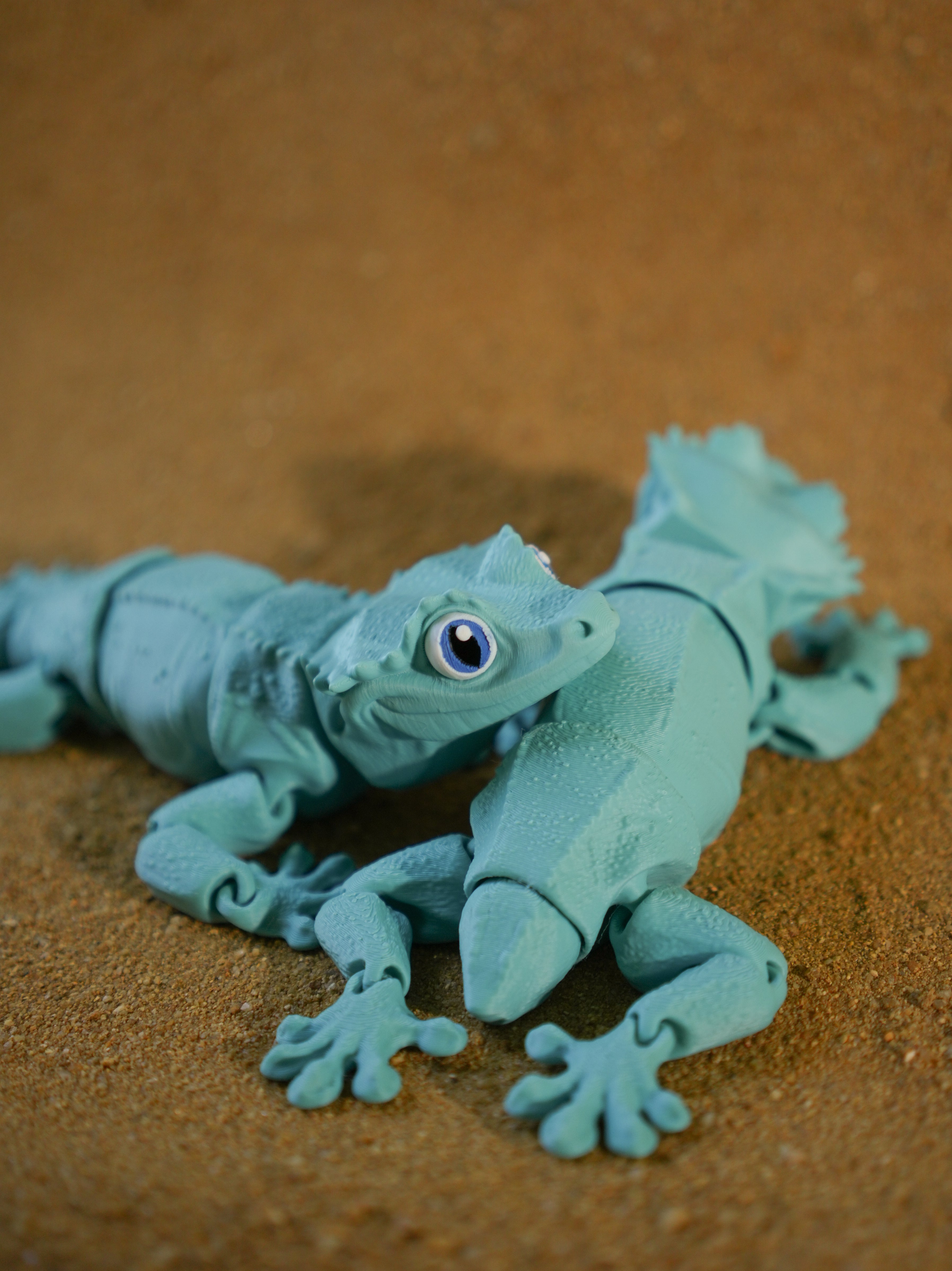 Crested Gecko Articulated 3D Printed Toy - Robins Egg Blue