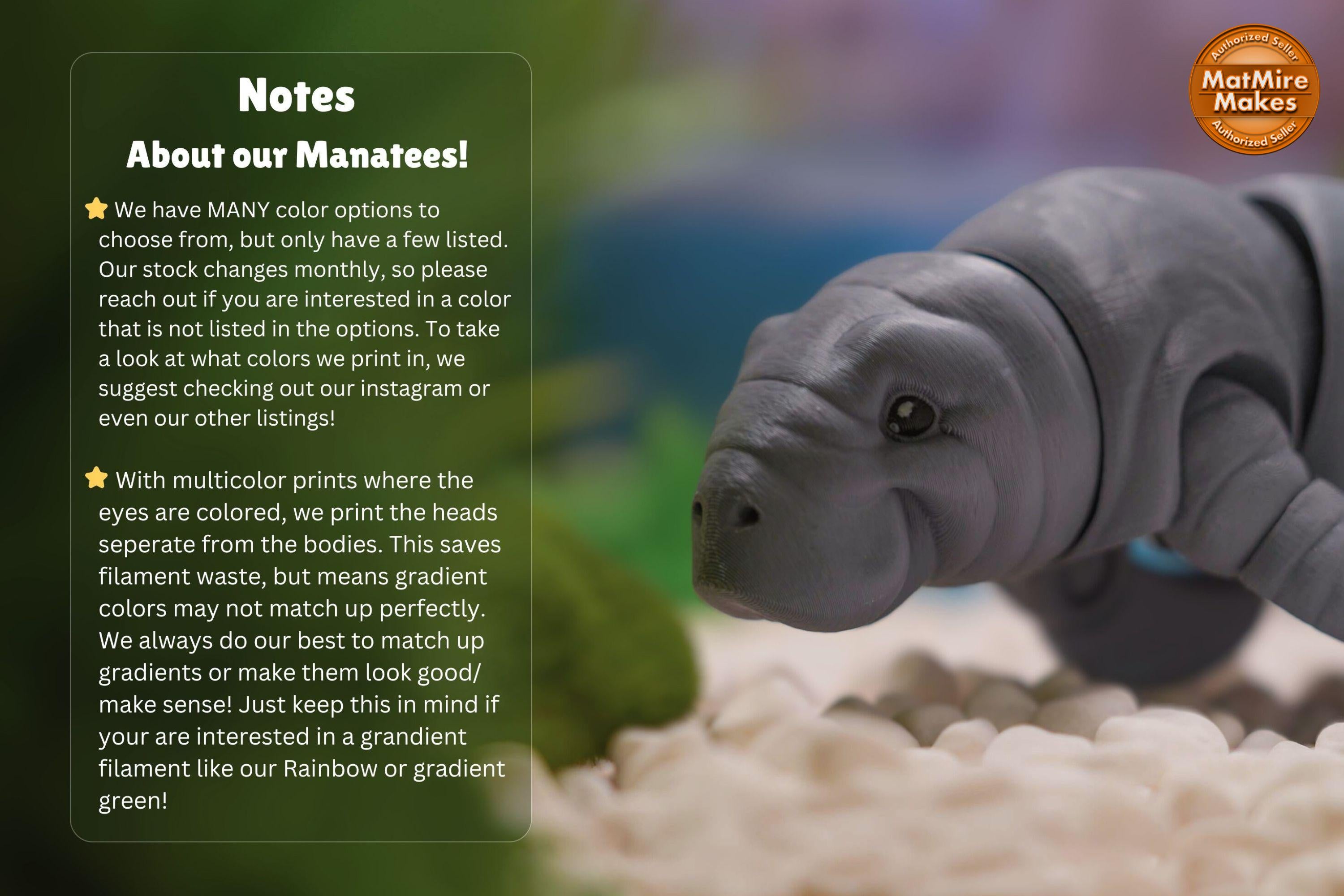 Manatee Toy 3D Printed Manatee