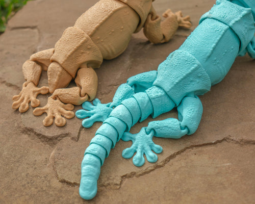 Crested Gecko Articulated 3D Printed Toy - Robins Egg Blue